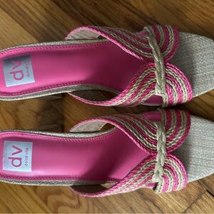 DV by Dolce Vita Pink and Tan Women's Haady Sandal w/ ~3in heel